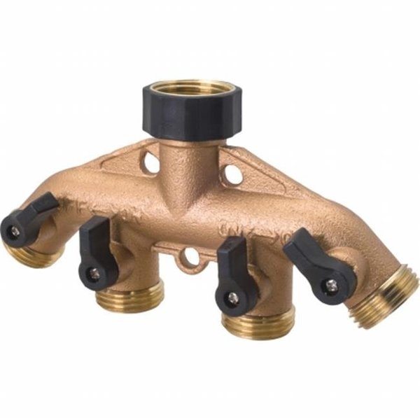 Gardencontrol 4 Way Metal Hose Connector With Shut Off Valves GA10025